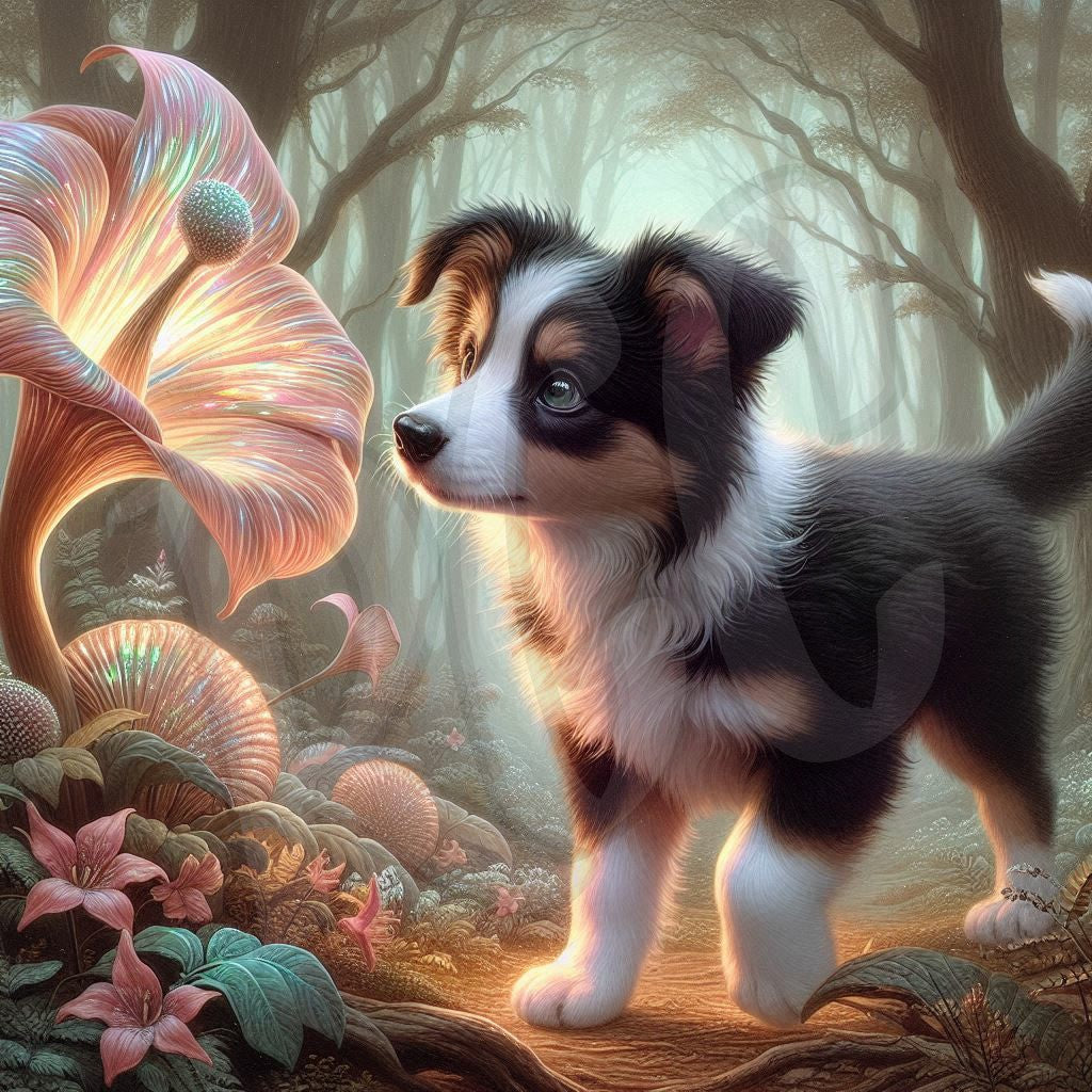 Sniffing glowing flower