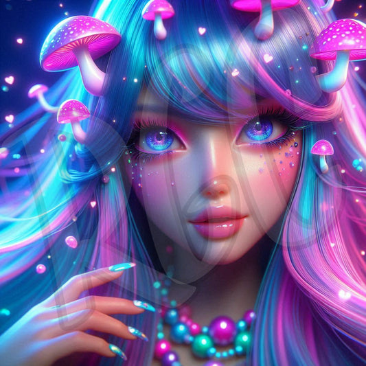 Neon mushroom girl