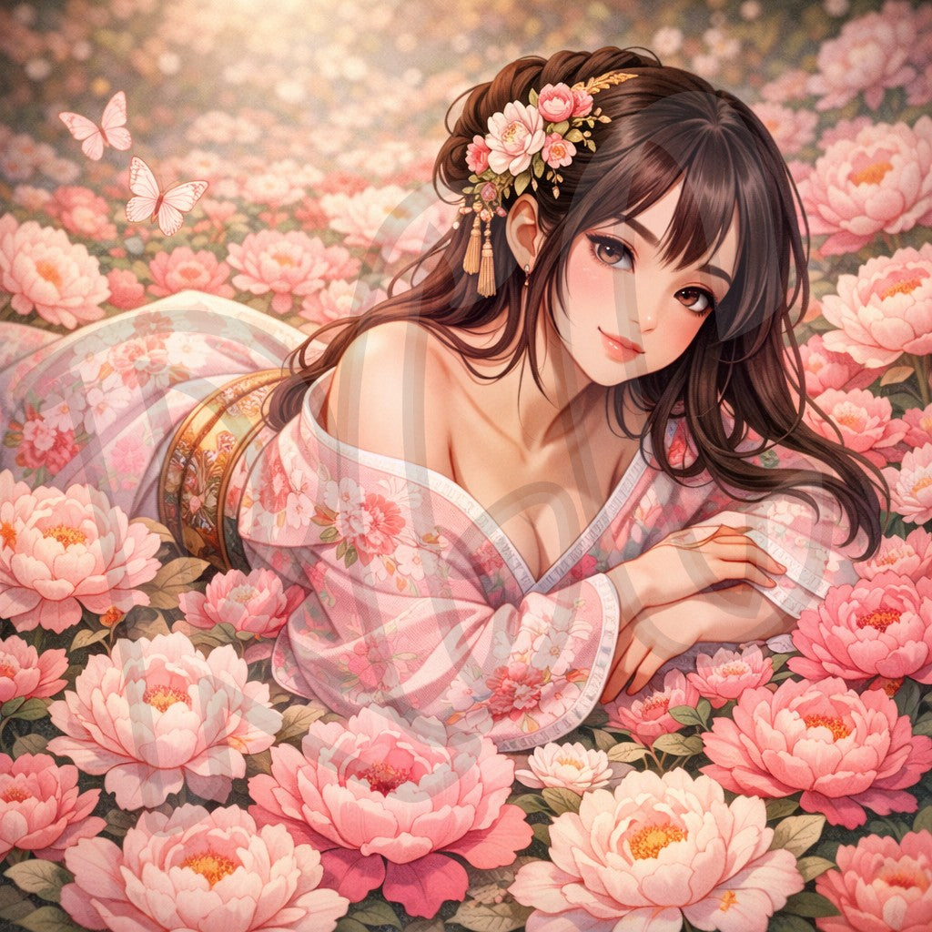 Laying Down in Peonies