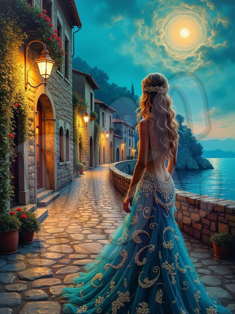 Moonlit Stroll by the sea