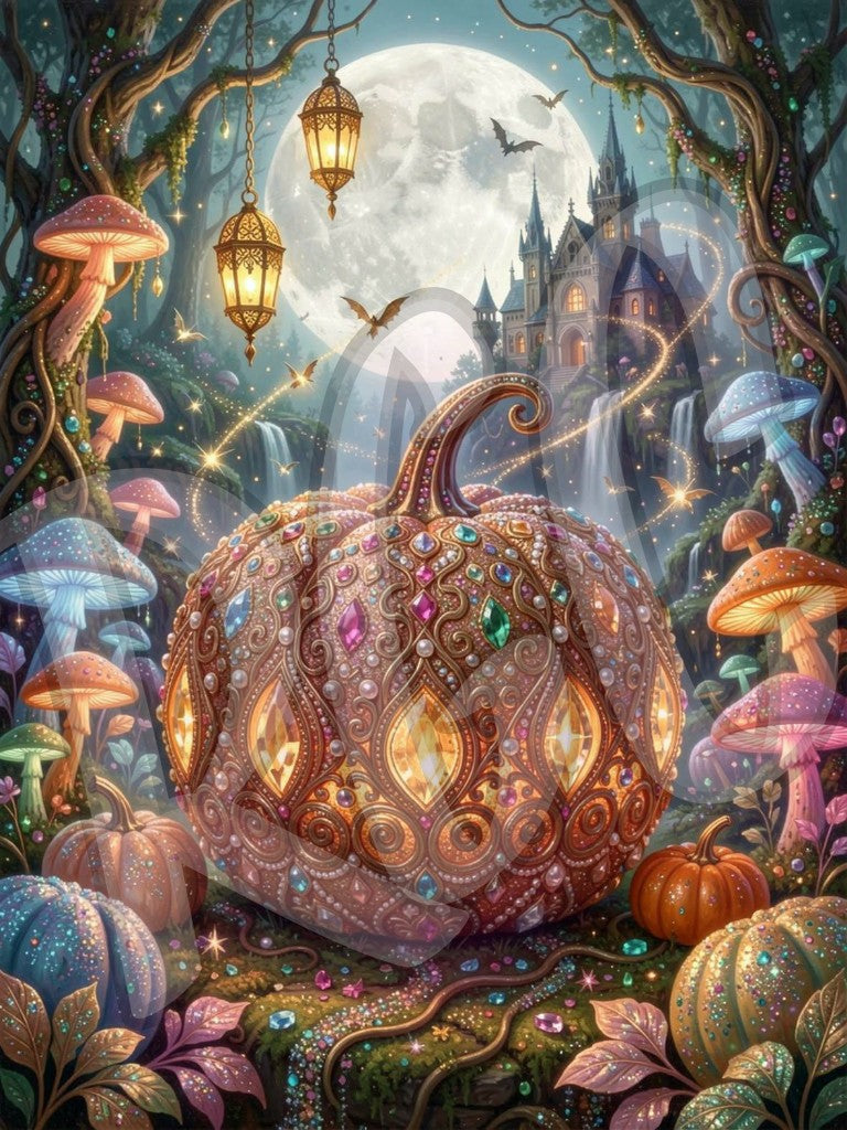 Moonlit Pumpkin Carriage of the Mystic Forest