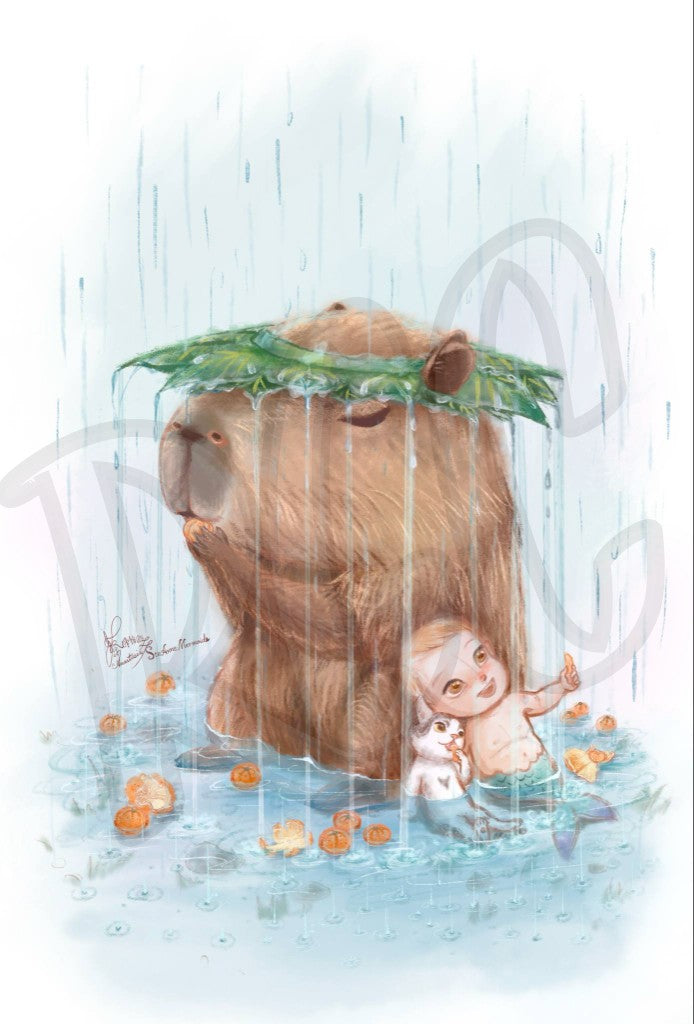 In the rain with Capybara