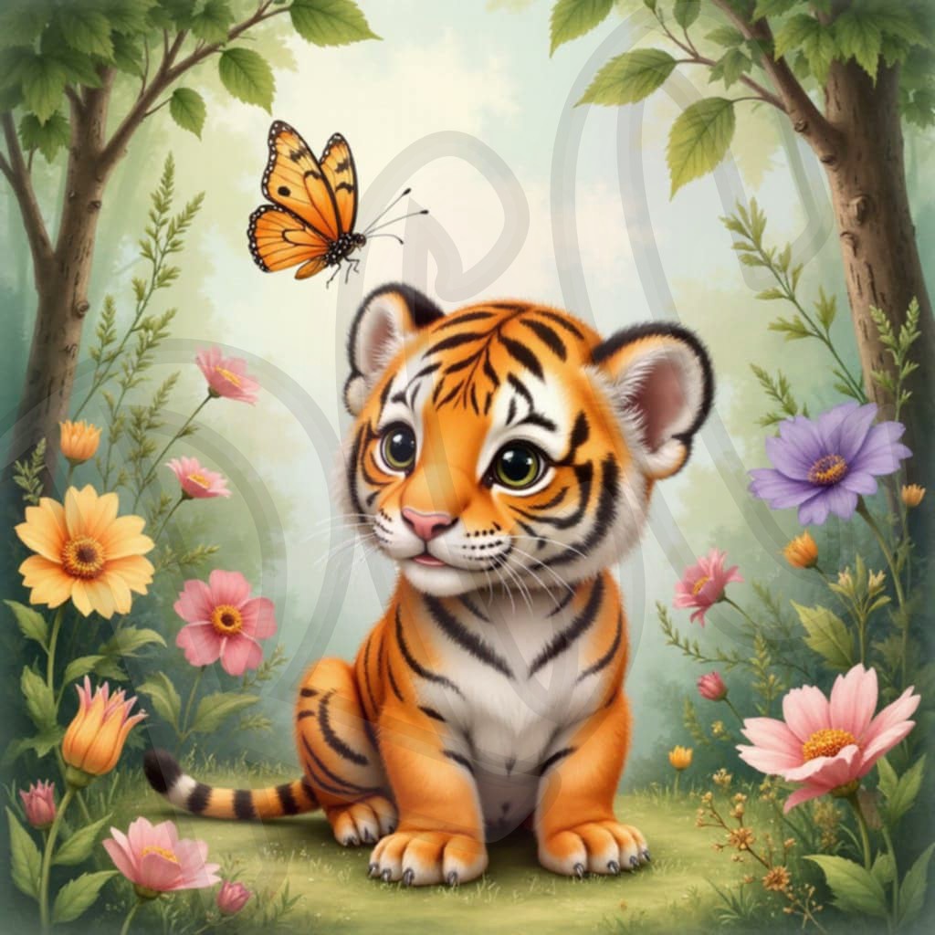 Baby Tiger & Butterfly