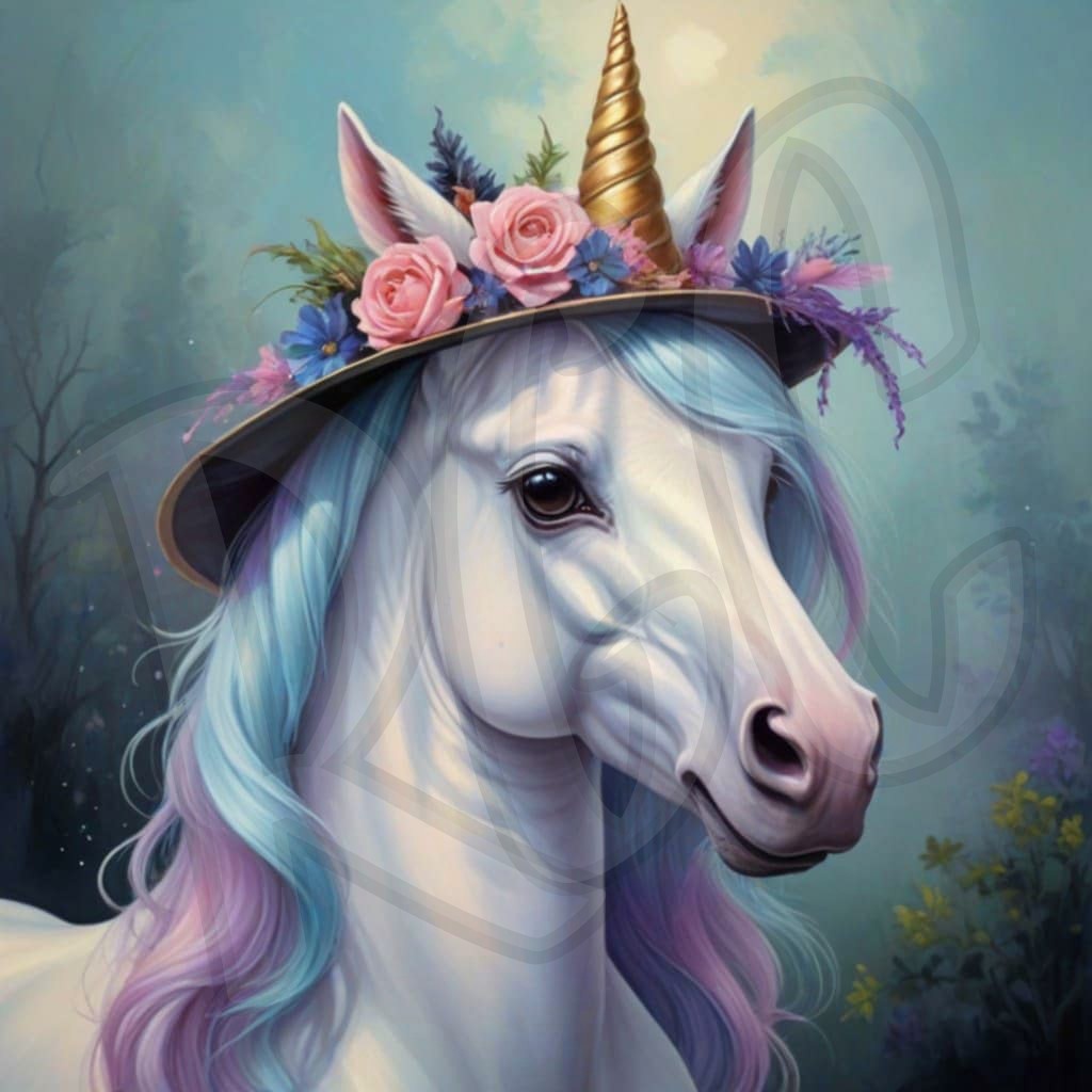 Unicorn wearing a hat