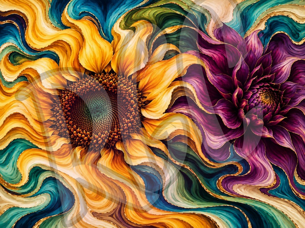 Sunflower & Purple Dahlia