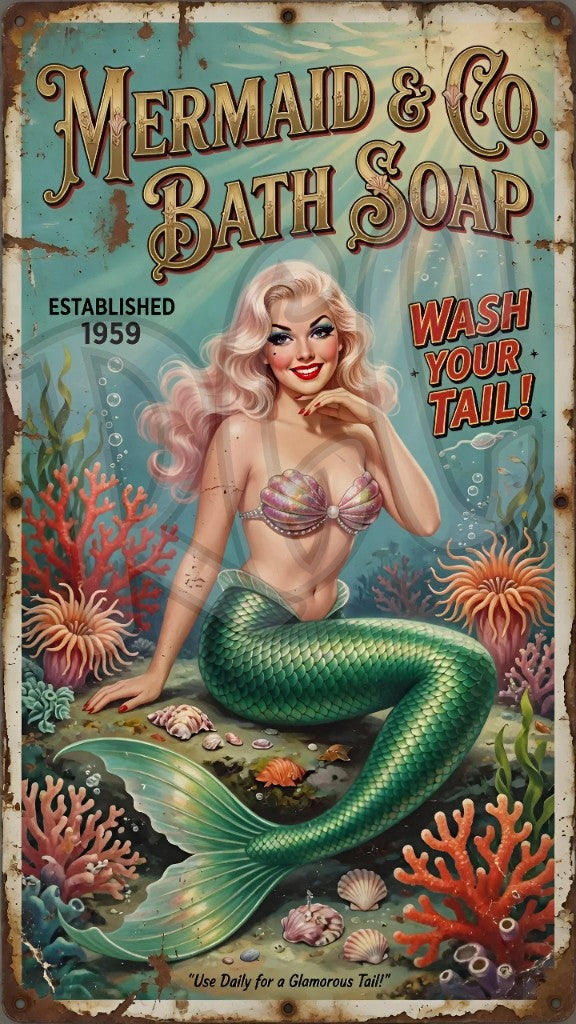 Vintage Mermaid Sign