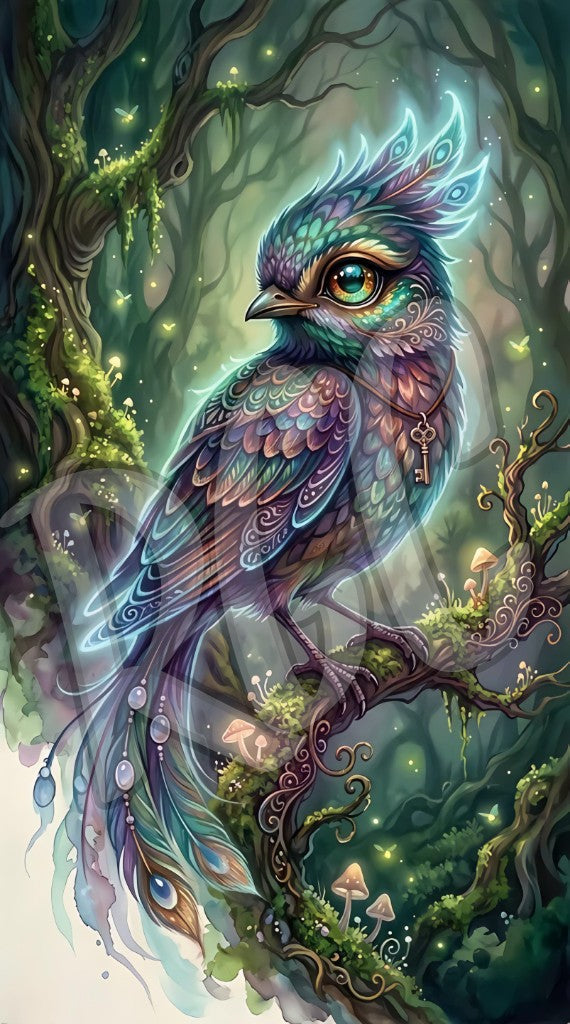 Enchanted Peacock Owl of the Mystic Forest