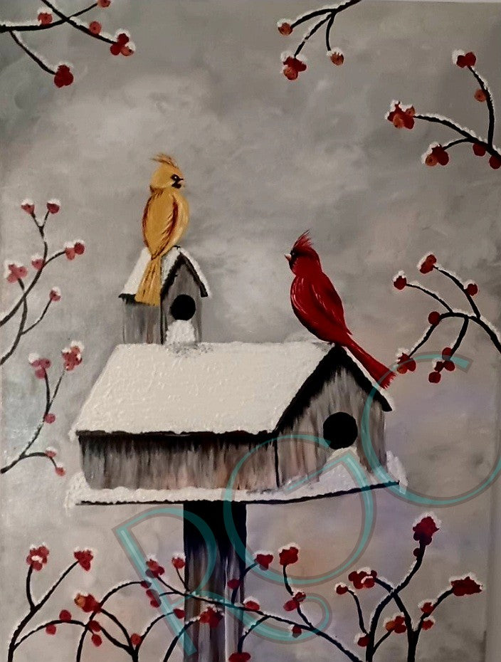 Snowy cardinals