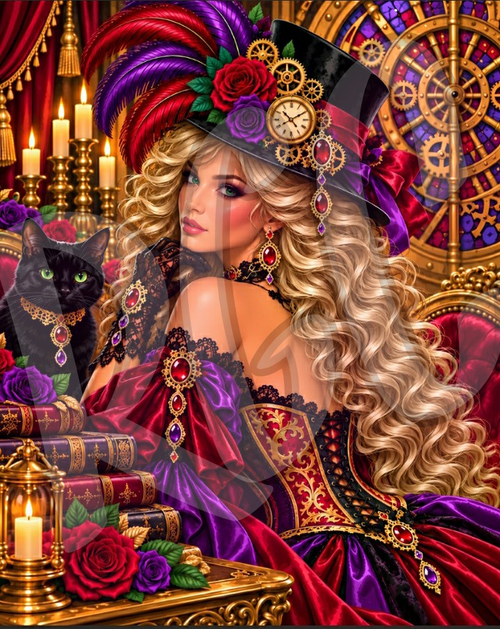 Steampunk Duchess with black cat