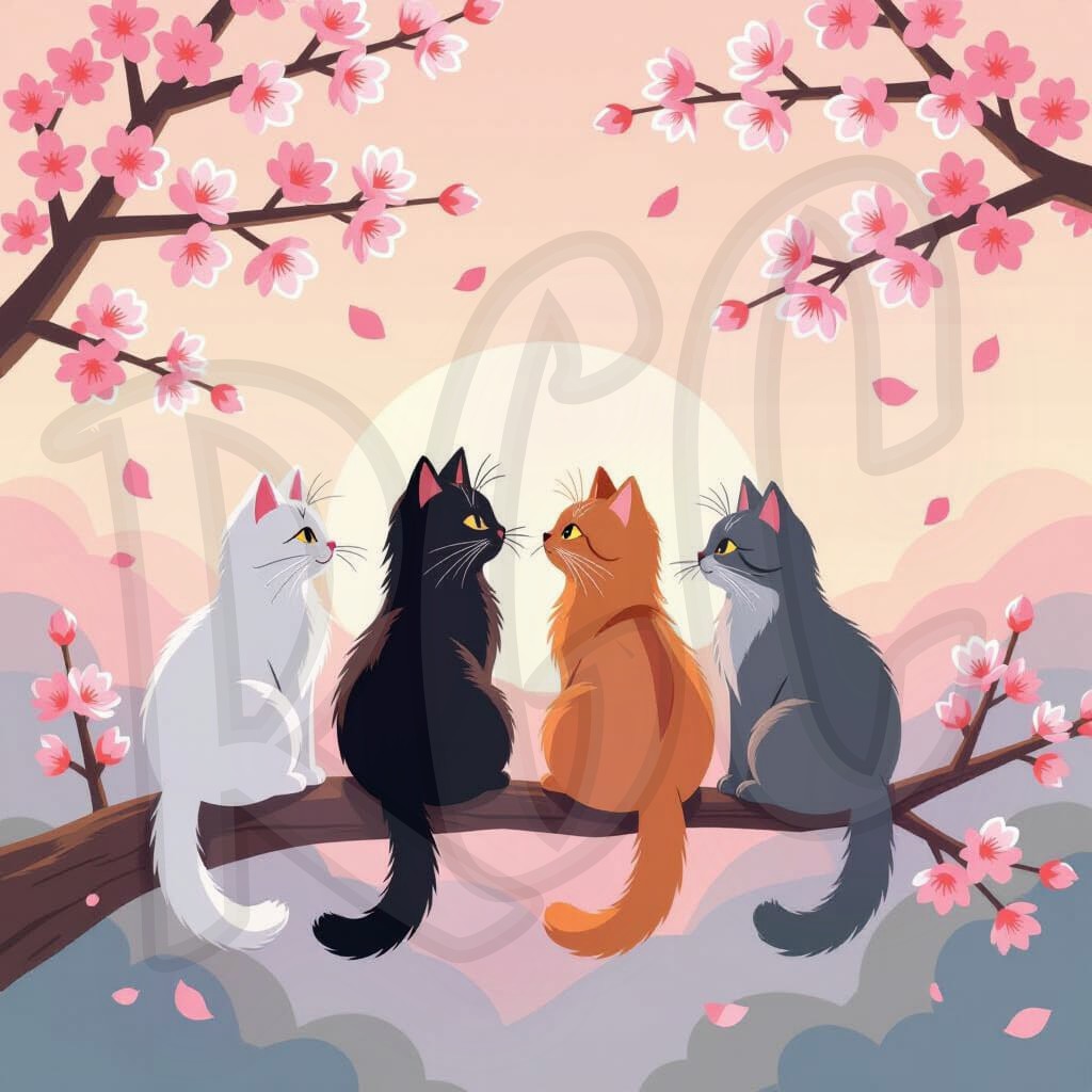 Cats on a Cherry Tree