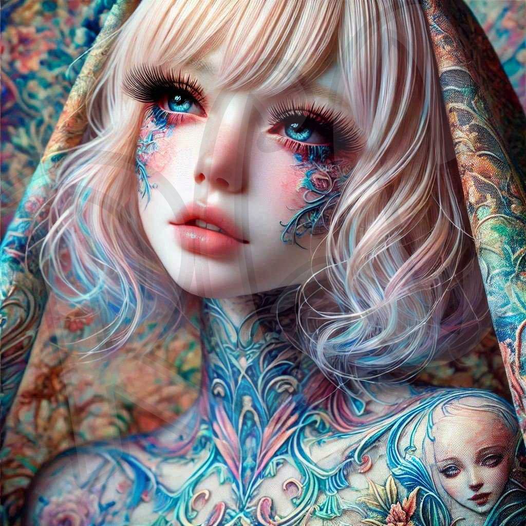 Albino Blue tapestry woman