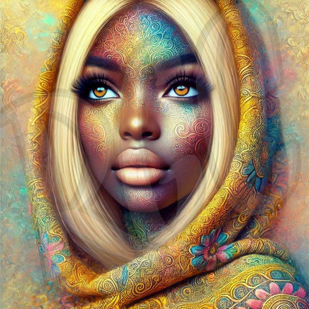 Ebony Yellow Tapestry Woman 1&2