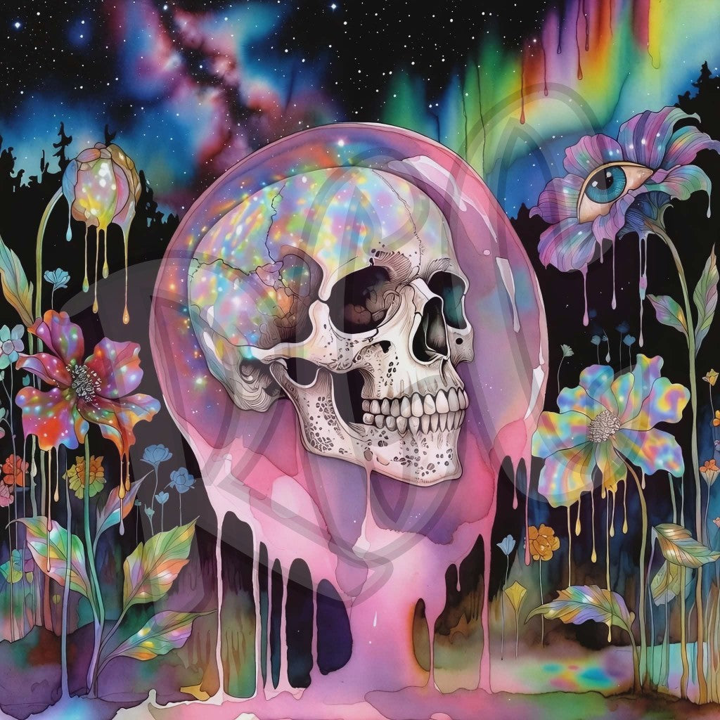 Pink Blob with Skull