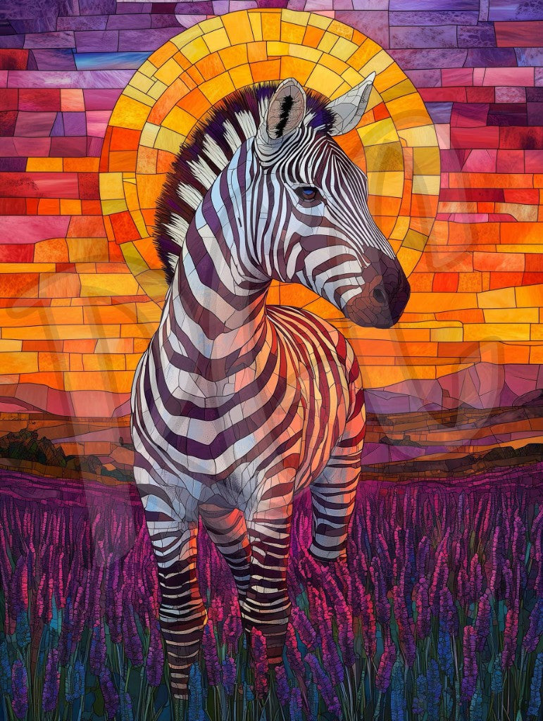 Zebra in fields of lavendar