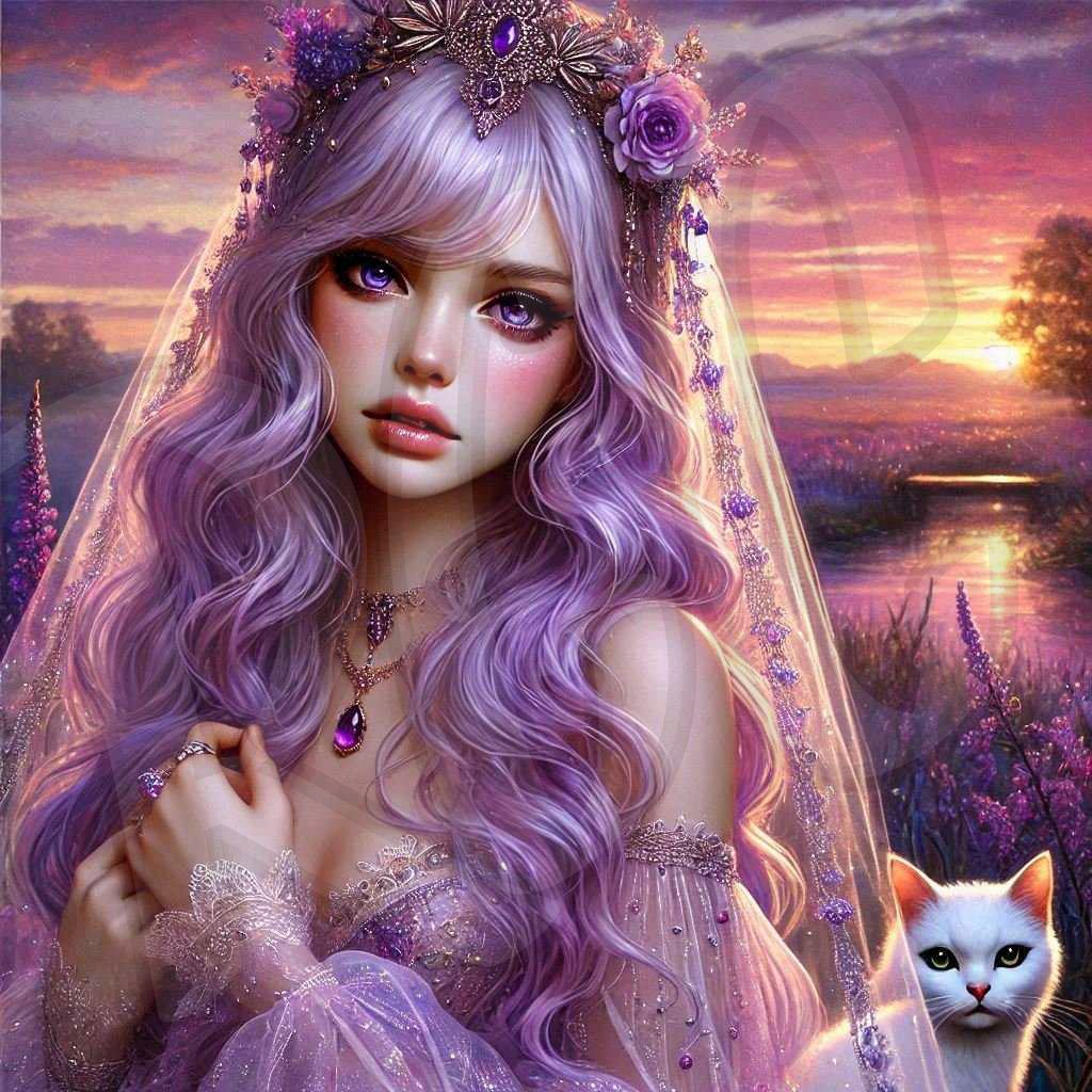 Amethyst Goddess with Cat 1&2