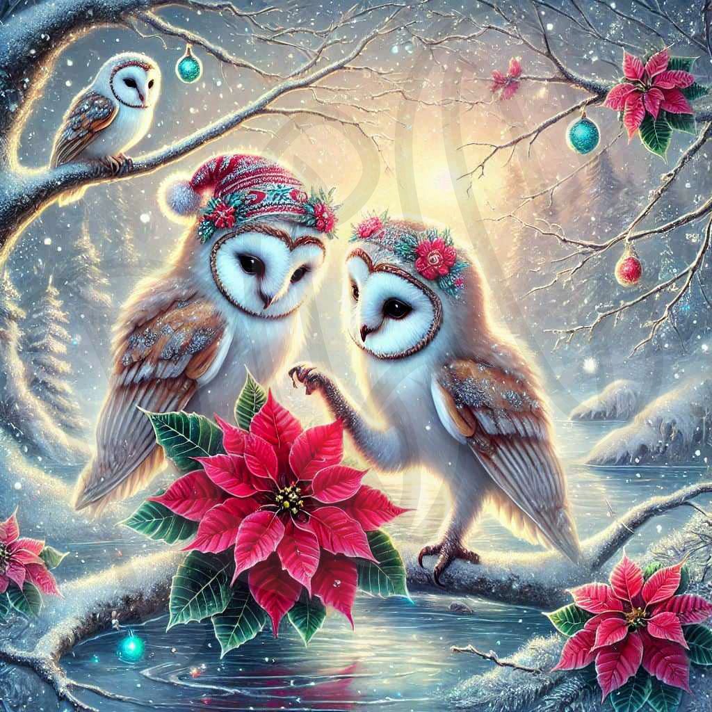 Owls & Poinsettia 1-4