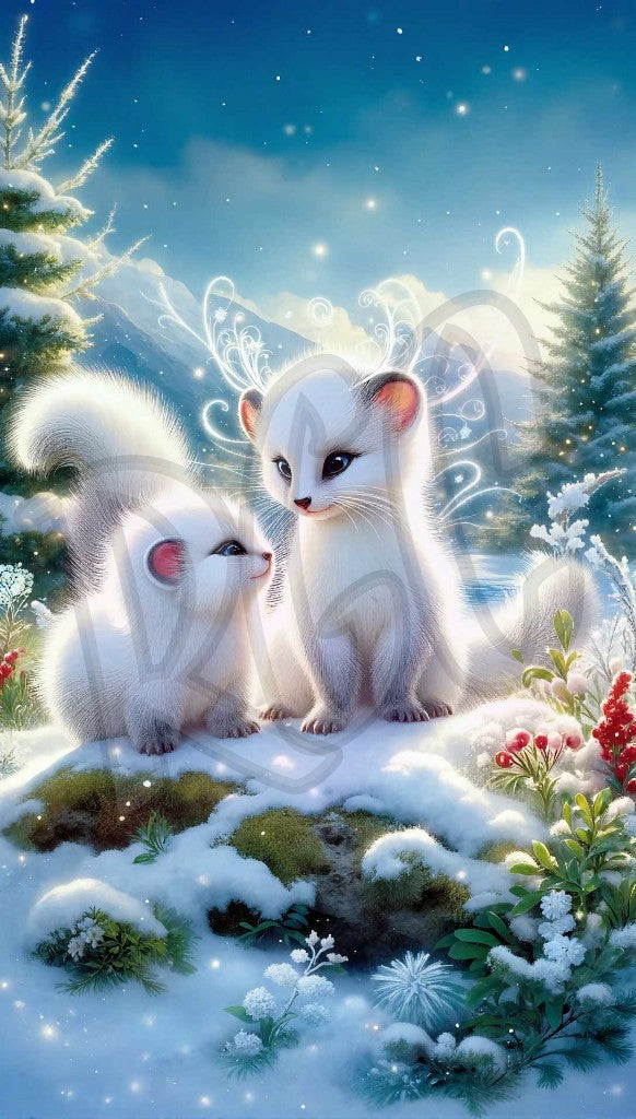 Whimsical Ermine Pair
