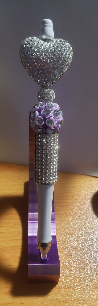 Crystal heart pen