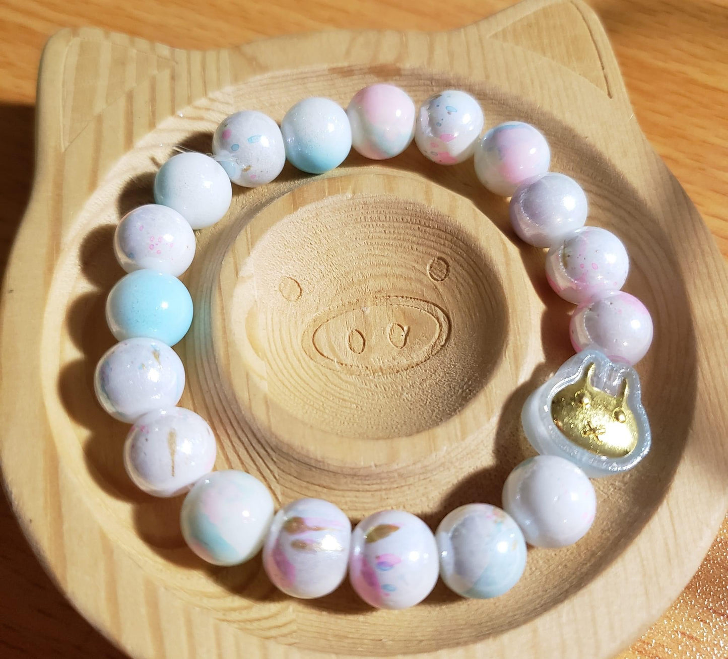 White Dye Bead Bracelet