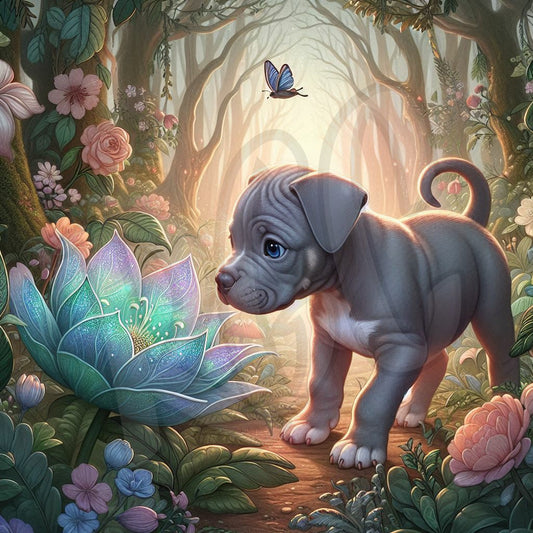 Sniffing glowing flower