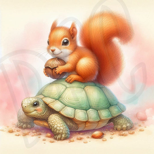 A squirrel & turtle