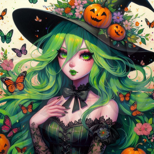 Green hair & pumpkins