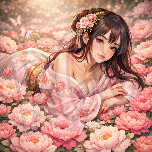 Laying Down in Peonies