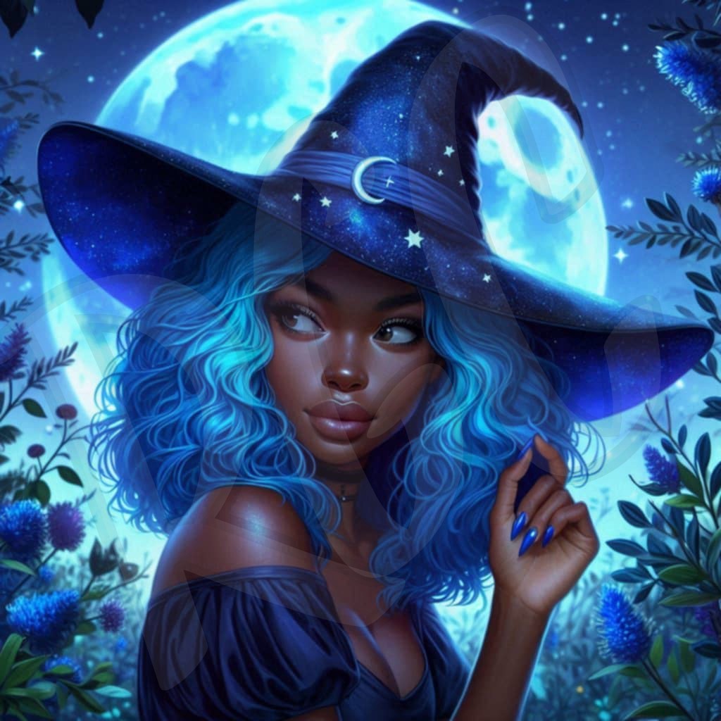 Blue full moon witch