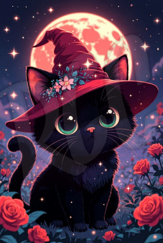 Witchcat Under the Crimson Moon