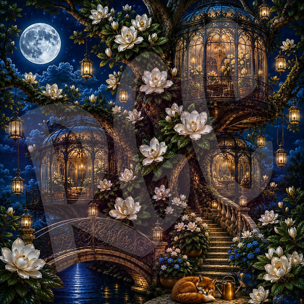 Moonlit Magnolia Treehouse Conservatory