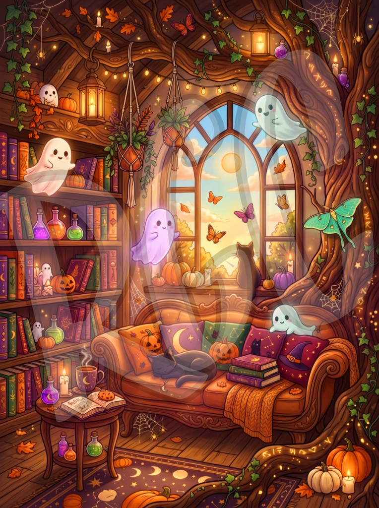 Cozy Halloween Library