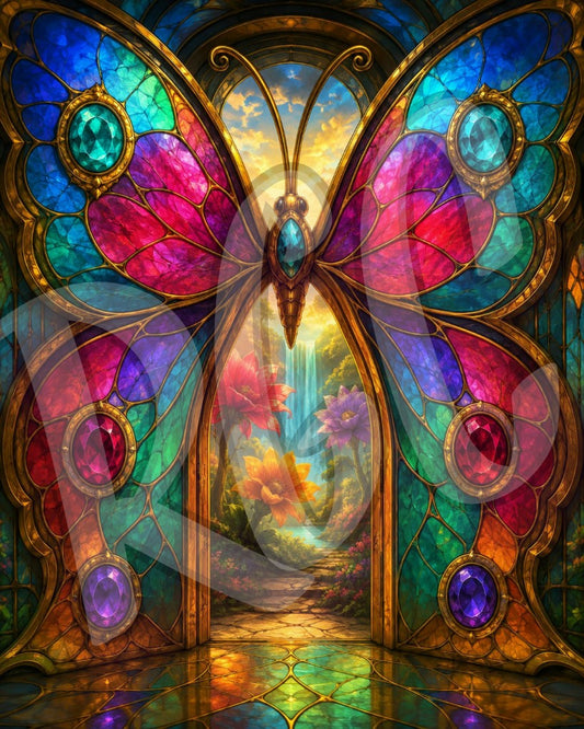 Stained Glass Butterfly Doorway