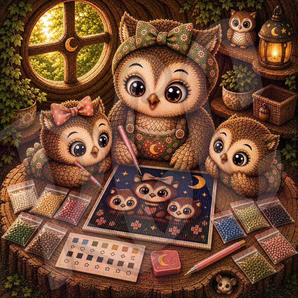 Diamond Painting Mother Owl