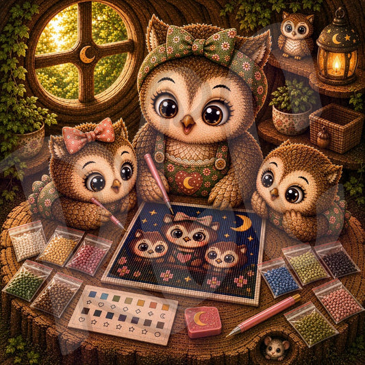 Diamond Painting Mother Owl