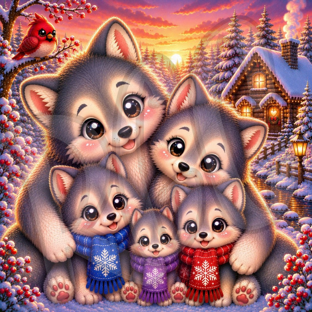Wolf Family in Winter