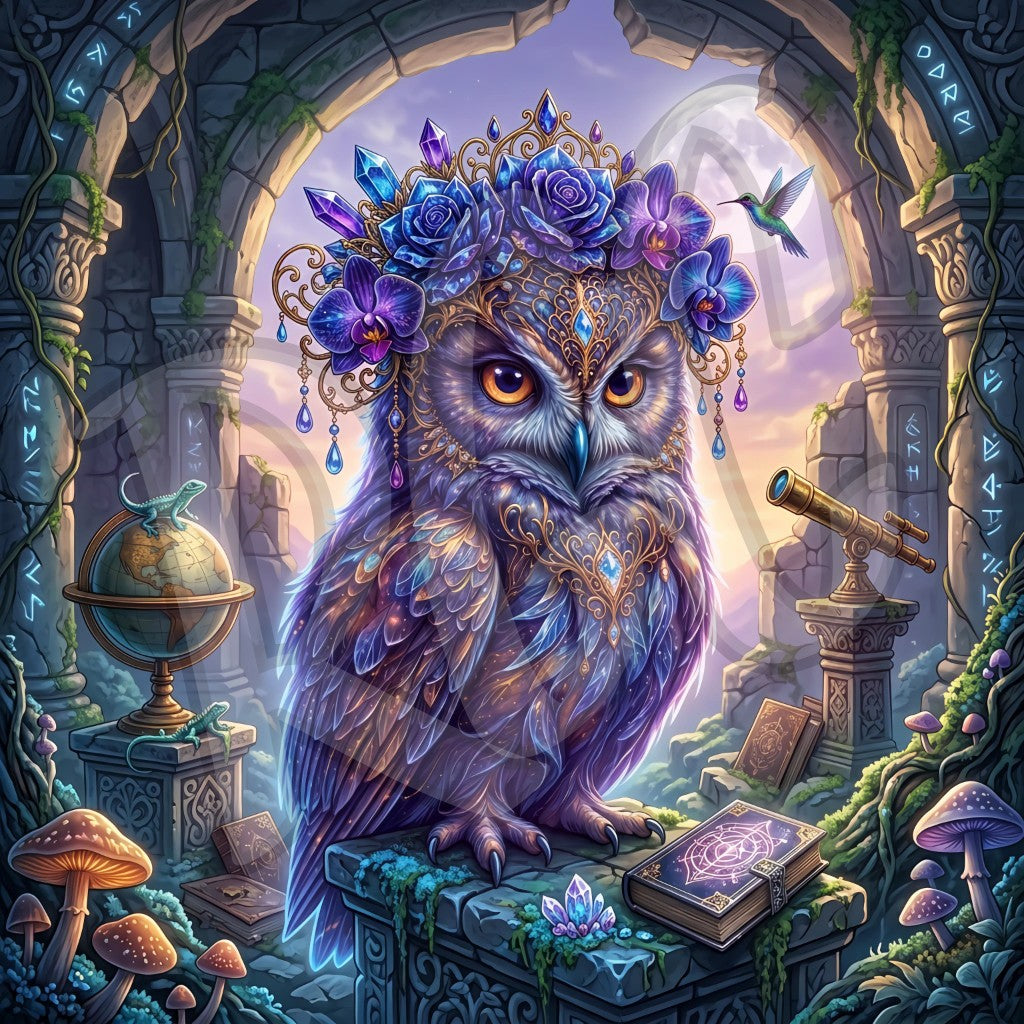 Mystic Owl of the Sapphire Moon