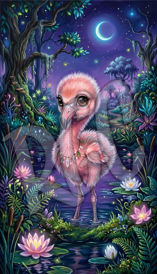 Moonlit Pink Flamingo