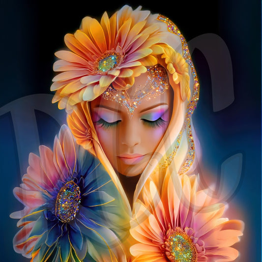 Rainbow Blur Flower Portrait