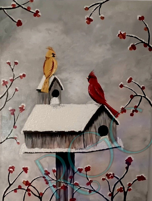 Snowy cardinals