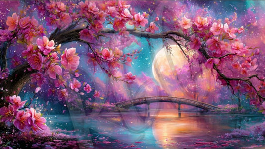 Cherry Blossoms & Full Moon