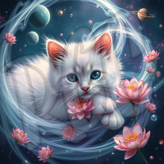Starry White Cat