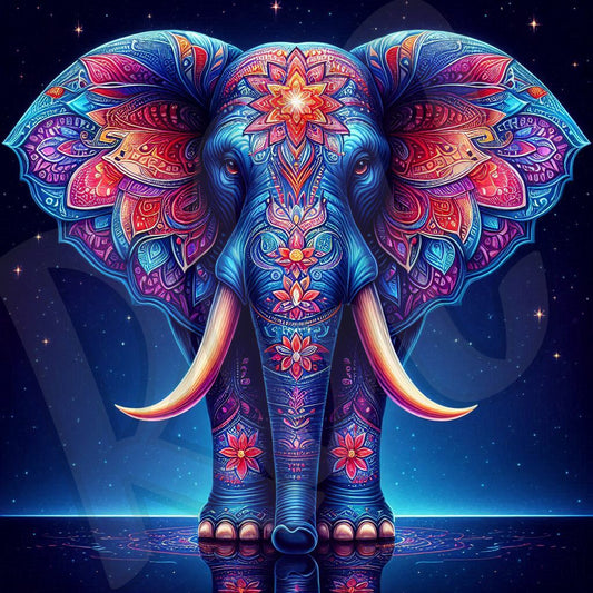 Neon mandala elephant