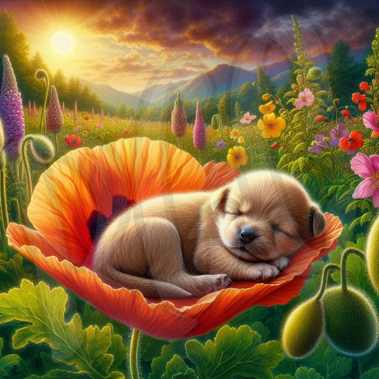 Sleeping Flower Pup