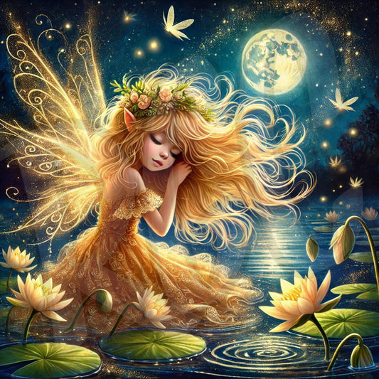 Golden Angel under moon