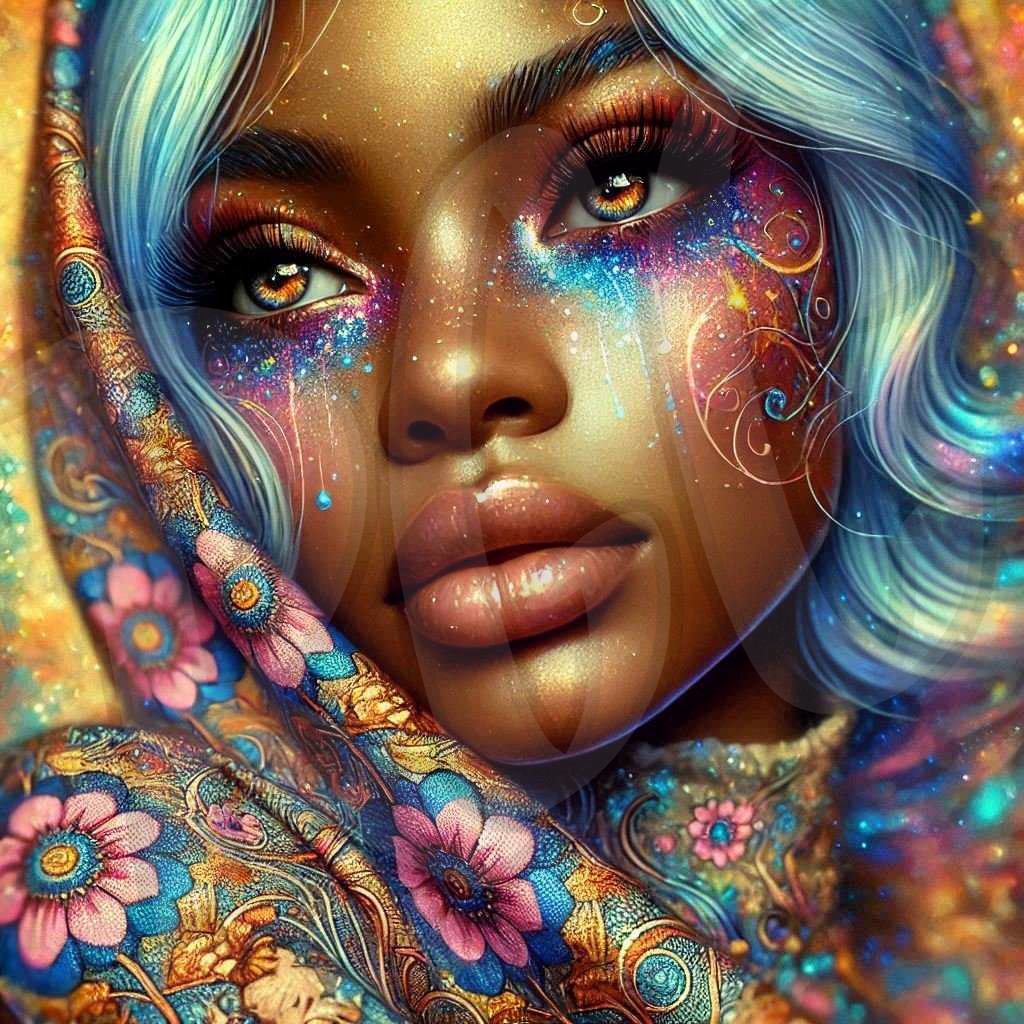 Tapestry woman in Blue 1&2