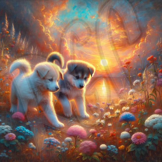 Puppies in the Meadow