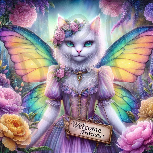 "Welcome Friends" Cat Fairy