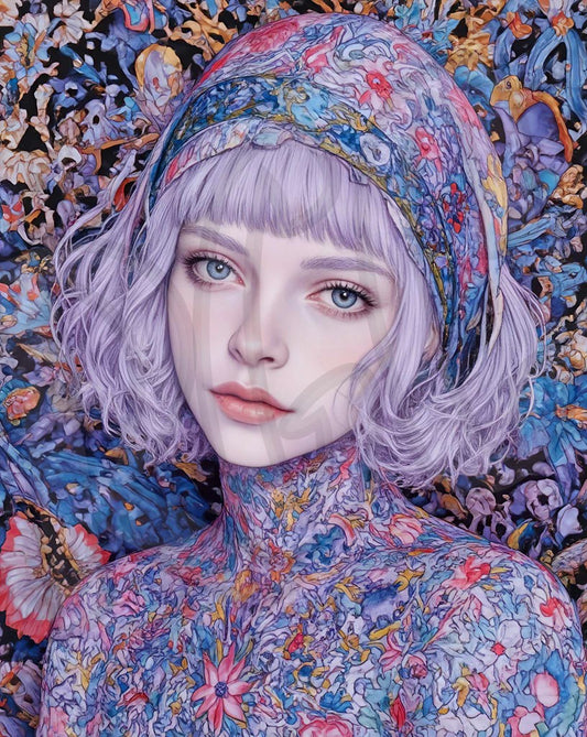Tapestry woman in lilac