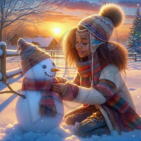 Sunset Snowman