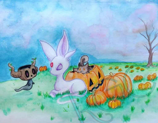 Pumpkin patch with ghost fan art